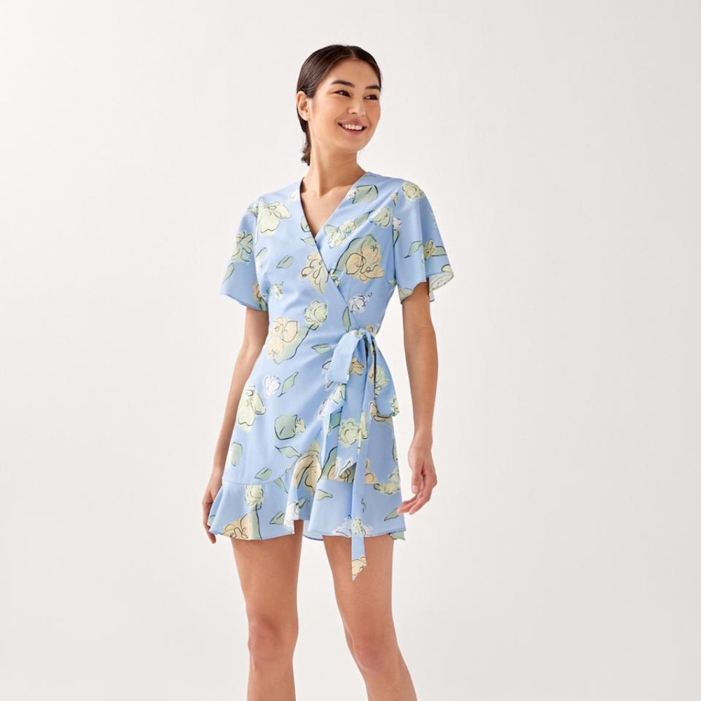 Lexa Front Wrap Dress in Unfolding Blooms